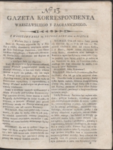 Gazeta Korrespondenta Warszawskiego i Zagranicznego. R. 1800 Nr 13