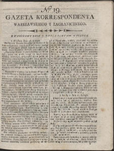Gazeta Korrespondenta Warszawskiego i Zagranicznego. R. 1800 Nr 19