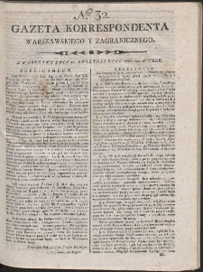Gazeta Korrespondenta Warszawskiego i Zagranicznego. R. 1800 Nr 32