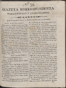 Gazeta Korrespondenta Warszawskiego i Zagranicznego. R. 1800 Nr 38