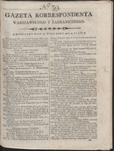 Gazeta Korrespondenta Warszawskiego i Zagranicznego. R. 1800 Nr 39