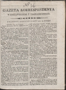 Gazeta Korrespondenta Warszawskiego i Zagranicznego. R. 1800 Nr 54