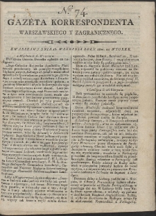 Gazeta Korrespondenta Warszawskiego i Zagranicznego. R. 1800 Nr 74