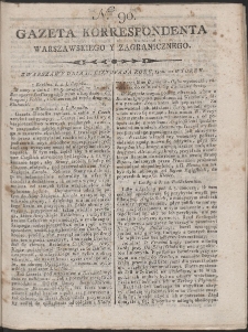 Gazeta Korrespondenta Warszawskiego i Zagranicznego. R. 1800 Nr 90