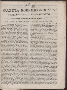 Gazeta Korrespondenta Warszawskiego i Zagranicznego. R. 1800 Nr 98