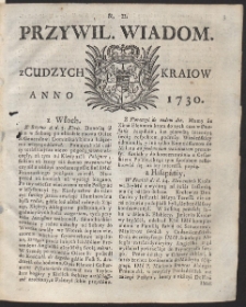 Uprzywilejowane wiadomości z cudzych kraj&oacute;w. R. 1730 Nr 2