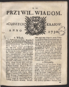 Uprzywilejowane wiadomości z cudzych kraj&oacute;w. R. 1730 Nr 4