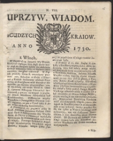 Uprzywilejowane wiadomości z cudzych kraj&oacute;w. R. 1730 Nr 8