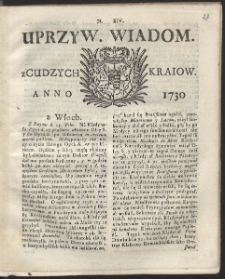 Uprzywilejowane wiadomości z cudzych kraj&oacute;w. R. 1730 Nr 14