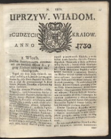 Uprzywilejowane wiadomości z cudzych kraj&oacute;w. R. 1730 Nr 23