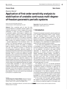 Application of first-order sensitivity analysis to stabilisation of unstable continuous multi-degree-of-freedom parametric periodic systems