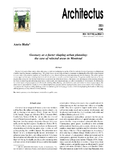 Greenery as a factor shaping urban planning: the case of selected areas in Montreal