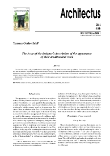 The issue of the designer&rsquo;s description of the appearanceof their architectural work