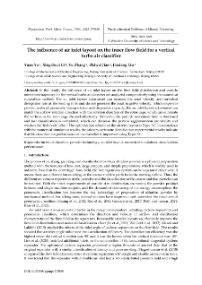 The influence of air inlet layout on the inner flow field for a vertical turbo air classifier