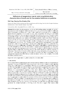 Influences of magnesium ions in water on gelatinization characteristics of starch and its flocculation behaviors on particles
