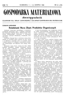 Gospodarka Materiałowa : dwutygodnik : czasopismo dla spraw zaopatrzenia i zagadnień gospodarowania materiałami, Rok VII, 1-15 sierpnia 1955, nr 15 (109)