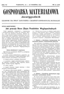 Gospodarka Materiałowa : dwutygodnik : czasopismo dla spraw zaopatrzenia i zagadnień gospodarowania materiałami, Rok VII, 16-30 września 1955, nr 18 (112)