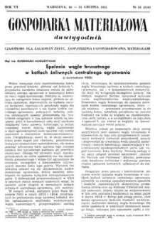 Gospodarka Materiałowa : dwutygodnik : czasopismo dla spraw zaopatrzenia i zagadnień gospodarowania materiałami, Rok VII, 16-31 grudnia 1955, nr 24 (118)