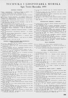 Spis treści rocznika 1955 [Technika i Gospodarka Morska, Rok V, 1955]