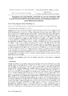 Separation of Co(II), Mn(II), and Ni(II) by solvent extraction with Cyanex 272 and D2EHPA from the sulfuric acid leaching solution of spent lithium-ion batteries