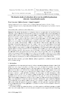 The kinetic study of refractory silver ore in acidified potassium chloride - hypochlorite media