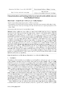 Characterization and leaching behavior of mixed oxide-sulfide zinc ore from Hakkari-T&uuml;rkiye