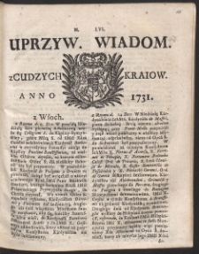 Uprzywilejowane wiadomości z cudzych kraj&oacute;w. R. 1731 Nr 56