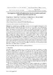 Investigation of ball mill optimization based on kinetic model andseparator separation particle size