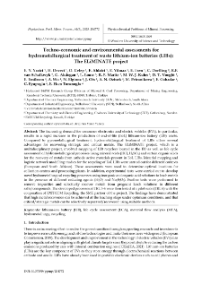 Techno-economic and environmental assessments for hydrometallurgical treatment of waste lithium-ion batteries (LIBs): The ELiMINATE project