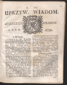 Uprzywilejowane wiadomości z cudzych kraj&oacute;w. R. 1731 Nr 57