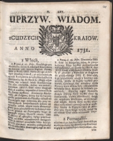 Uprzywilejowane wiadomości z cudzych kraj&oacute;w. R. 1731 Nr 65