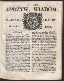Uprzywilejowane wiadomości z cudzych kraj&oacute;w. R. 1731 Nr 67