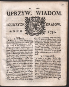 Uprzywilejowane wiadomości z cudzych kraj&oacute;w. R. 1731 Nr 70