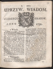 Uprzywilejowane wiadomości z cudzych kraj&oacute;w. R. 1731 Nr 74
