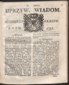 Uprzywilejowane wiadomości z cudzych kraj&oacute;w. R. 1731 Nr 77