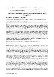 Study on the influence of ultrasonic wave on the dispersion of coal slime particles