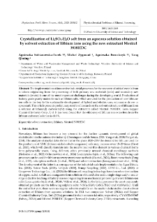 Crystallization of Li2SO4&bull;H2O salt from an aqueous solution obtained by solvent extraction of lithium ions using the new extractant Mextral 3938HDC
