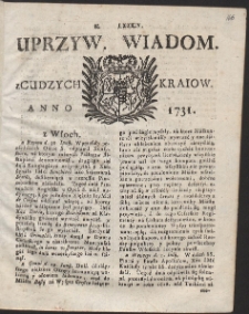 Uprzywilejowane wiadomości z cudzych kraj&oacute;w. R. 1731 Nr 84