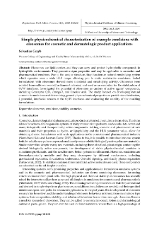 Simple physicochemical characterization of example emulsions with oleosomes for cosmetic and dermatologic product applications