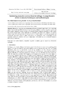 Optimizing monazite recovery from tin tailings: A comprehensive review of physical techniques and methodologies