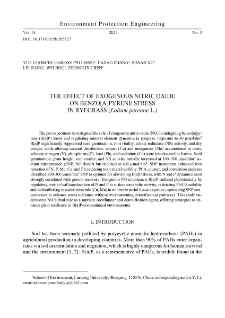 The effect of exogenous nitric oxide on benzo[a]pyrene stress in ryegrass (Lolium perenne L.)