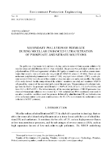 Secondary pollution of permeate during micellar enhanced ultrafiltration of phosphate and nitrate solutions