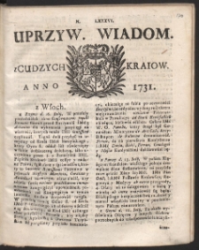 Uprzywilejowane wiadomości z cudzych kraj&oacute;w. R. 1731 Nr 86