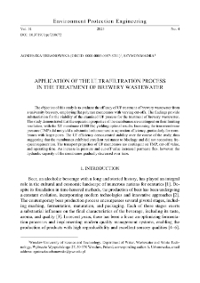 Application of the ultrafiltration process in the treatment of brewery wastewater