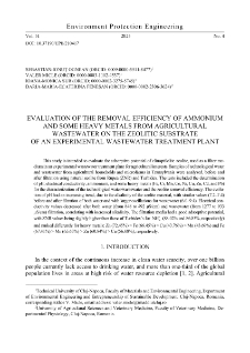 Evaluation of the removal efficiency of ammonium and some heavy metals from agricultural wastewater on the zeolitic substrate of an experimental wastewater treatment plant