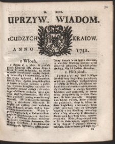 Uprzywilejowane wiadomości z cudzych kraj&oacute;w. R. 1731 Nr 93