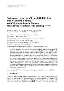 Performance analysis of hybrid RF/FSO link over Nakagami-m fading and Chi-square&ndash;inverse Gamma atmospheric turbulence with pointing errors