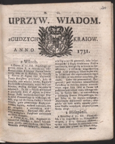 Uprzywilejowane wiadomości z cudzych kraj&oacute;w. R. 1731 Nr 101