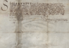 Zygmunt, kr&oacute;l polski, nadaje Stanisławowi Zamoyskiemu wakujący po śmierci Stanisława Uhrowieckiego urząd łowczego ziemi chełmskiej