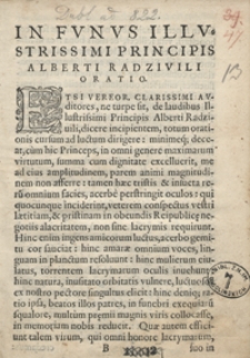 In Obitum Illustrissimi [...] Alberti Radzivili [...] Funebris Oratio